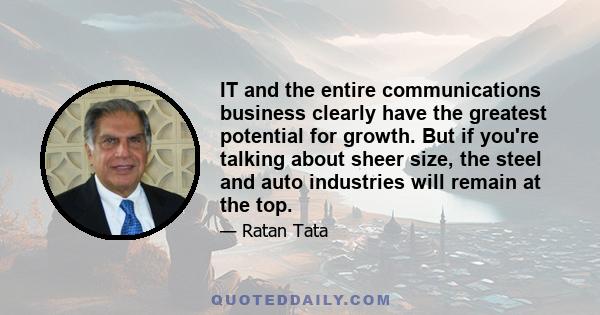 IT and the entire communications business clearly have the greatest potential for growth. But if you're talking about sheer size, the steel and auto industries will remain at the top.