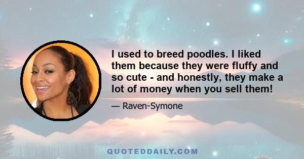 I used to breed poodles. I liked them because they were fluffy and so cute - and honestly, they make a lot of money when you sell them!