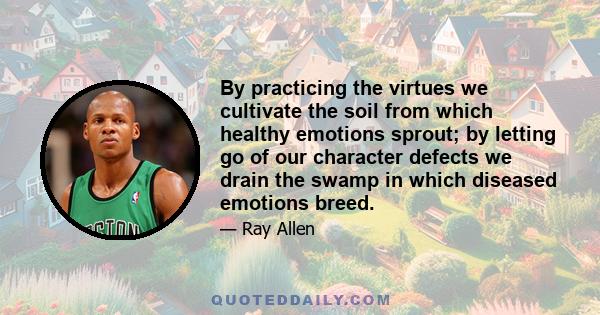 By practicing the virtues we cultivate the soil from which healthy emotions sprout; by letting go of our character defects we drain the swamp in which diseased emotions breed.