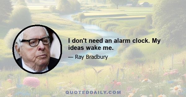 I don't need an alarm clock. My ideas wake me.