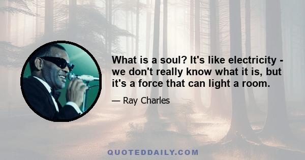 What is a soul? It's like electricity - we don't really know what it is, but it's a force that can light a room.