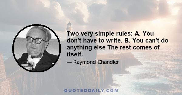 Two very simple rules: A. You don't have to write. B. You can't do anything else The rest comes of itself.