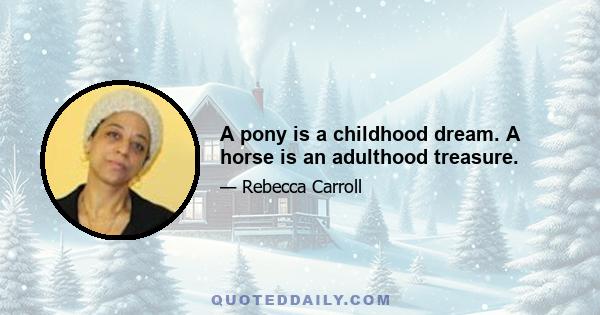 A pony is a childhood dream. A horse is an adulthood treasure.