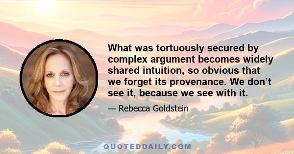 What was tortuously secured by complex argument becomes widely shared intuition, so obvious that we forget its provenance. We don’t see it, because we see with it.