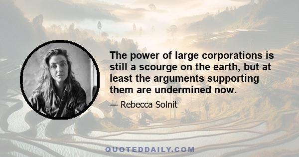 The power of large corporations is still a scourge on the earth, but at least the arguments supporting them are undermined now.