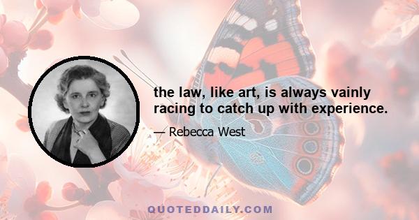 the law, like art, is always vainly racing to catch up with experience.