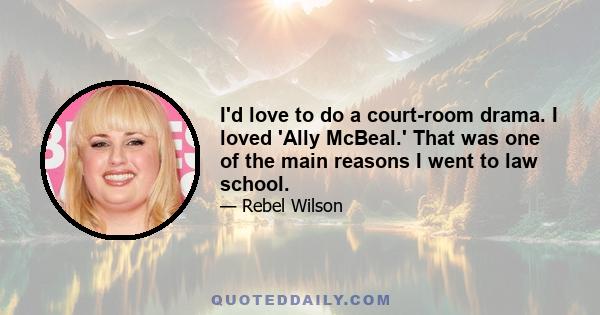 I'd love to do a court-room drama. I loved 'Ally McBeal.' That was one of the main reasons I went to law school.