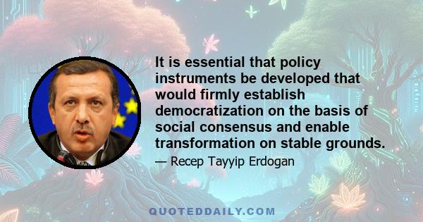 It is essential that policy instruments be developed that would firmly establish democratization on the basis of social consensus and enable transformation on stable grounds.