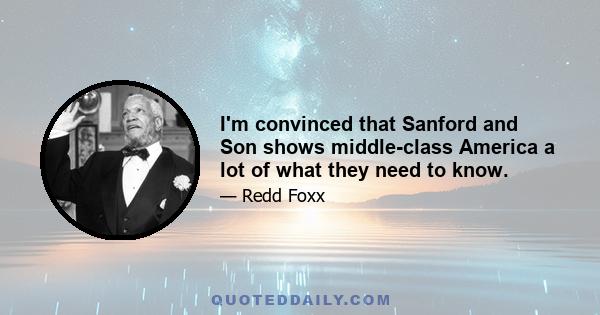 I'm convinced that Sanford and Son shows middle-class America a lot of what they need to know.