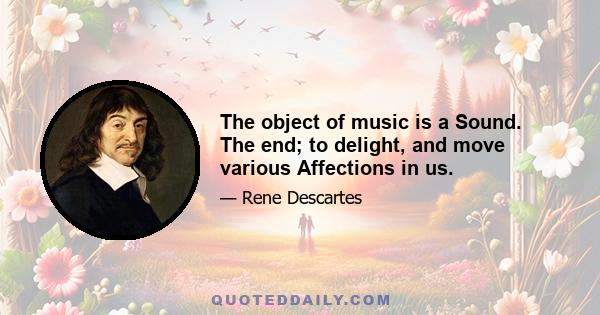 The object of music is a Sound. The end; to delight, and move various Affections in us.