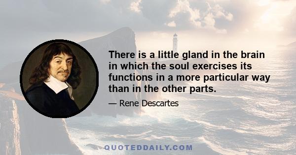 There is a little gland in the brain in which the soul exercises its functions in a more particular way than in the other parts.