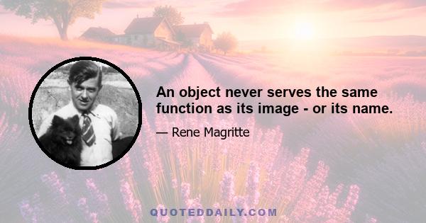 An object never serves the same function as its image - or its name.