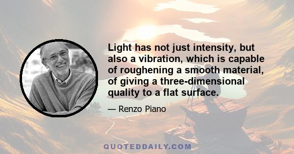 Light has not just intensity, but also a vibration, which is capable of roughening a smooth material, of giving a three-dimensional quality to a flat surface.