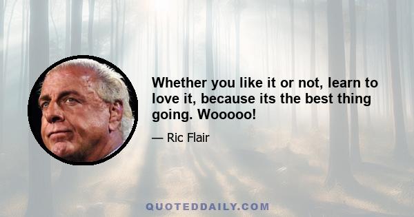 Whether you like it or not, learn to love it, because its the best thing going. Wooooo!