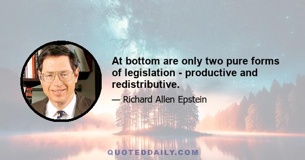 At bottom are only two pure forms of legislation - productive and redistributive.