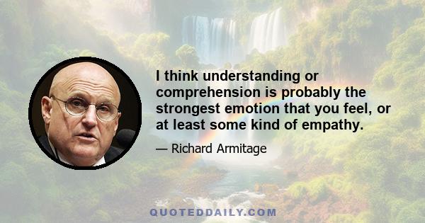 I think understanding or comprehension is probably the strongest emotion that you feel, or at least some kind of empathy.