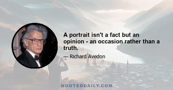 A portrait isn't a fact but an opinion - an occasion rather than a truth.