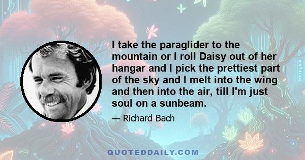 I take the paraglider to the mountain or I roll Daisy out of her hangar and I pick the prettiest part of the sky and I melt into the wing and then into the air, till I'm just soul on a sunbeam.