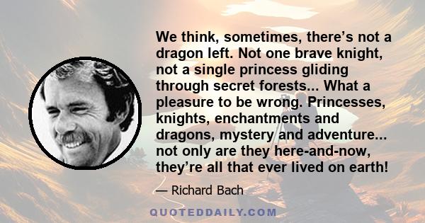 We think, sometimes, there’s not a dragon left. Not one brave knight, not a single princess gliding through secret forests... What a pleasure to be wrong. Princesses, knights, enchantments and dragons, mystery and