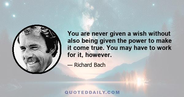 You are never given a wish without also being given the power to make it come true. You may have to work for it, however.