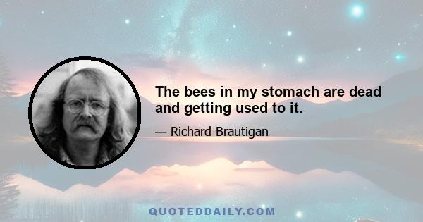 The bees in my stomach are dead and getting used to it.