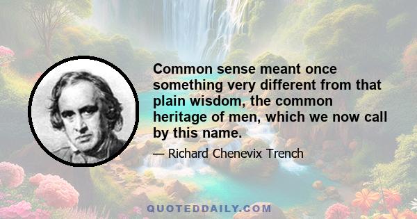 Common sense meant once something very different from that plain wisdom, the common heritage of men, which we now call by this name.