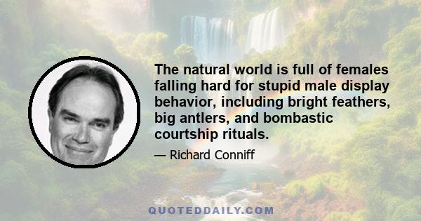 The natural world is full of females falling hard for stupid male display behavior, including bright feathers, big antlers, and bombastic courtship rituals.