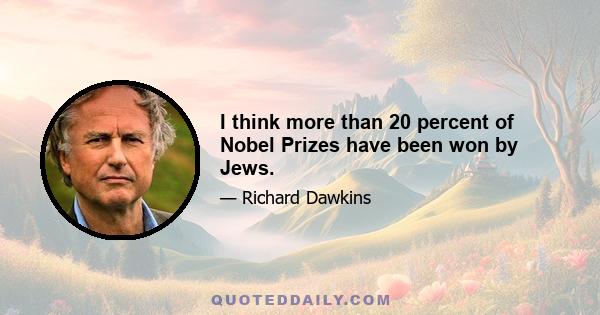 I think more than 20 percent of Nobel Prizes have been won by Jews.