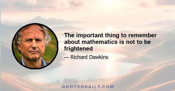 The important thing to remember about mathematics is not to be frightened