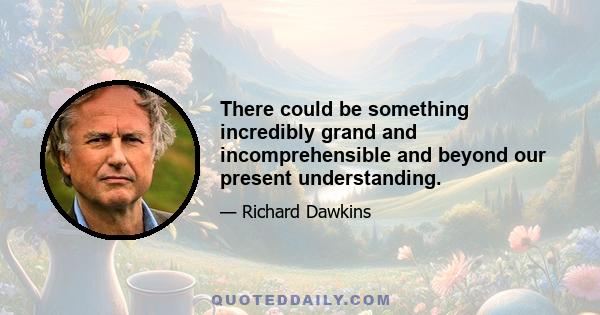 There could be something incredibly grand and incomprehensible and beyond our present understanding.