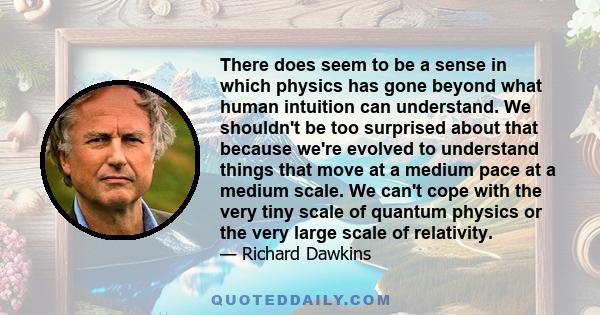 There does seem to be a sense in which physics has gone beyond what human intuition can understand. We shouldn't be too surprised about that because we're evolved to understand things that move at a medium pace at a