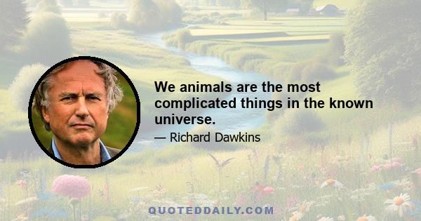 We animals are the most complicated things in the known universe.