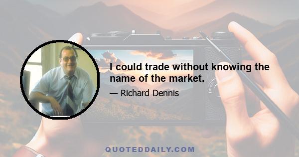 I could trade without knowing the name of the market.