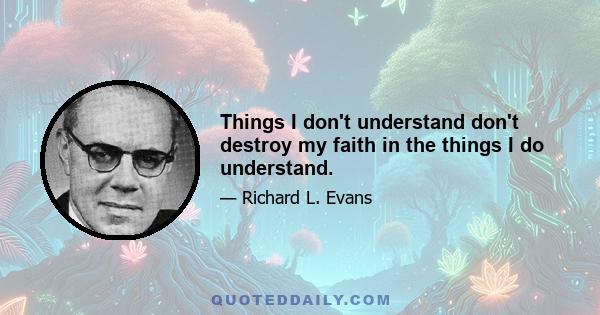 Things I don't understand don't destroy my faith in the things I do understand.