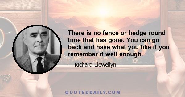 There is no fence or hedge round time that has gone. You can go back and have what you like if you remember it well enough.