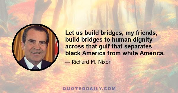 Let us build bridges, my friends, build bridges to human dignity across that gulf that separates black America from white America.