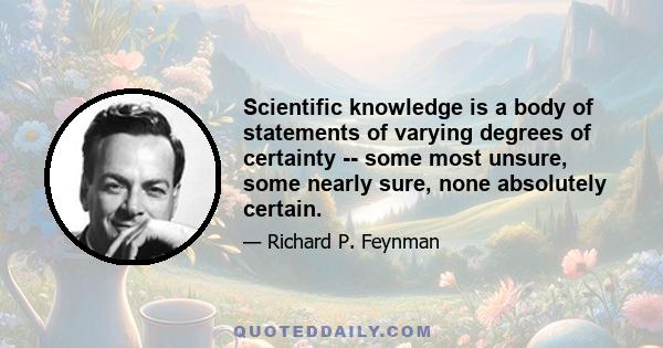 Scientific knowledge is a body of statements of varying degrees of certainty -- some most unsure, some nearly sure, none absolutely certain.