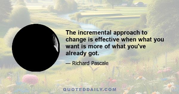 The incremental approach to change is effective when what you want is more of what you've already got.