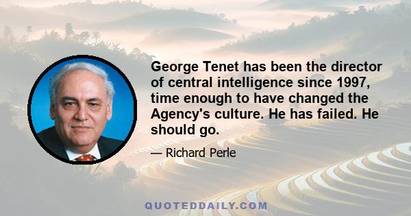 George Tenet has been the director of central intelligence since 1997, time enough to have changed the Agency's culture. He has failed. He should go.