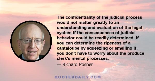 The confidentiality of the judicial process would not matter greatly to an understanding and evaluation of the legal system if the consequences of judicial behavior could be readily determined. If you can determine the