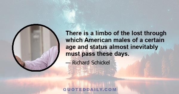 There is a limbo of the lost through which American males of a certain age and status almost inevitably must pass these days.