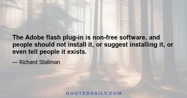 The Adobe flash plug-in is non-free software, and people should not install it, or suggest installing it, or even tell people it exists.