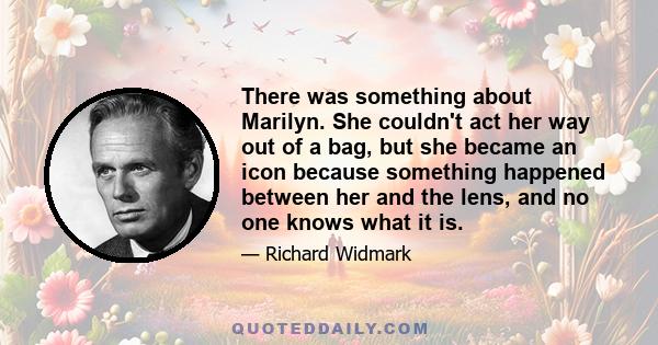 There was something about Marilyn. She couldn't act her way out of a bag, but she became an icon because something happened between her and the lens, and no one knows what it is.