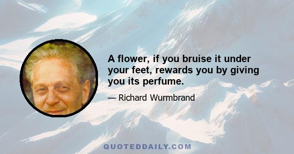 A flower, if you bruise it under your feet, rewards you by giving you its perfume.