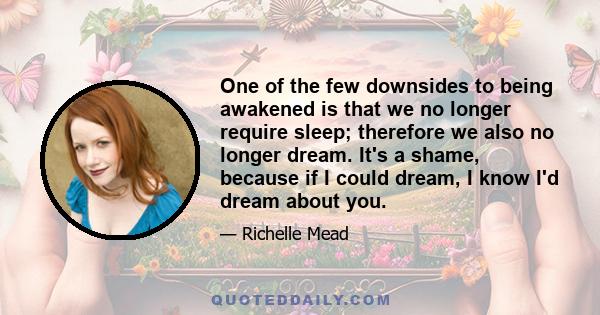 One of the few downsides to being awakened is that we no longer require sleep; therefore we also no longer dream. It's a shame, because if I could dream, I know I'd dream about you.