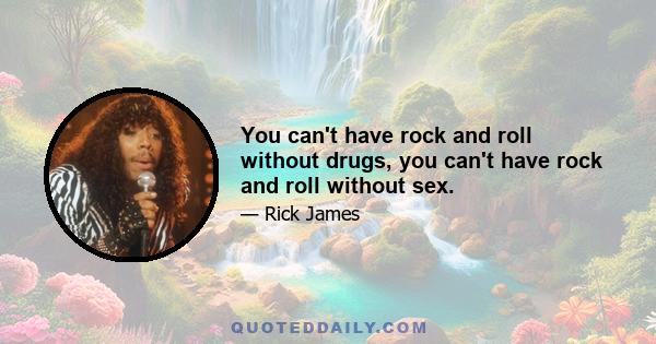 You can't have rock and roll without drugs, you can't have rock and roll without sex.