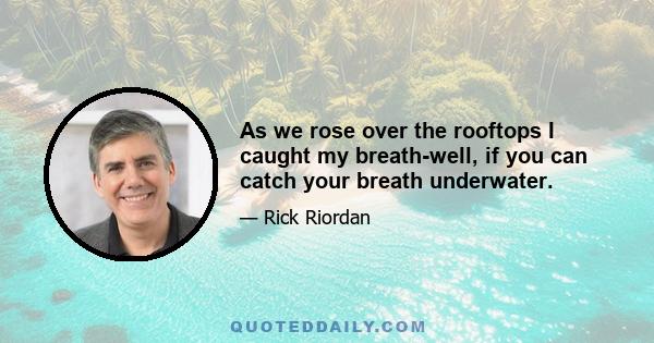 As we rose over the rooftops I caught my breath-well, if you can catch your breath underwater.