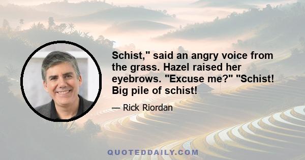 Schist, said an angry voice from the grass. Hazel raised her eyebrows. Excuse me? Schist! Big pile of schist!