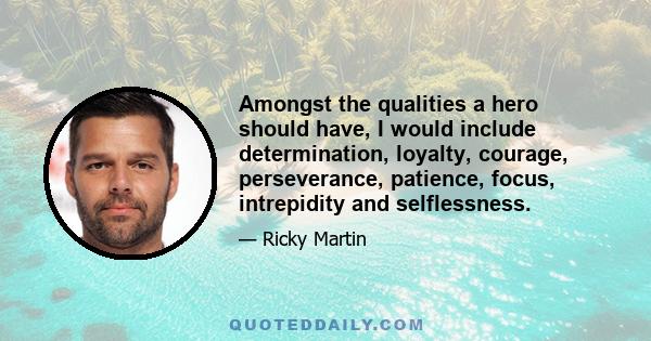 Amongst the qualities a hero should have, I would include determination, loyalty, courage, perseverance, patience, focus, intrepidity and selflessness.