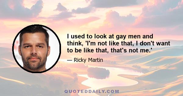 I used to look at gay men and think, 'I'm not like that, I don't want to be like that, that's not me.'